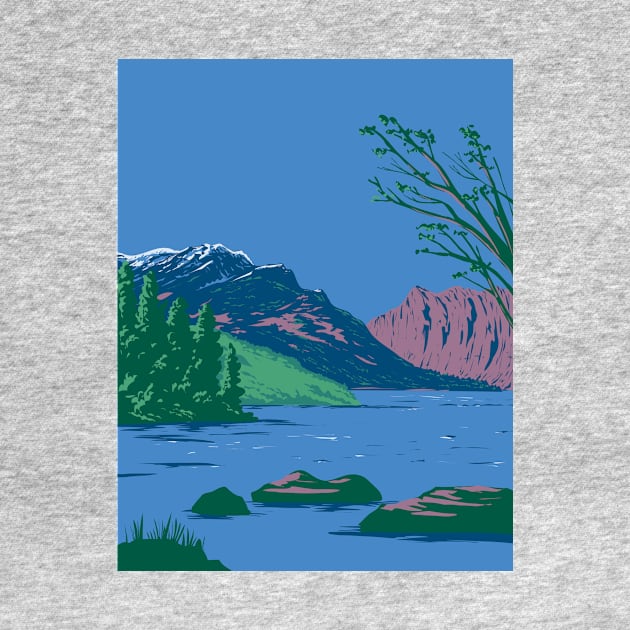 Phelps Lake near Death Canyon in Wyoming USA WPA Art Poster by retrovectors